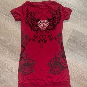 Red Graphic T-Shirt Dress
